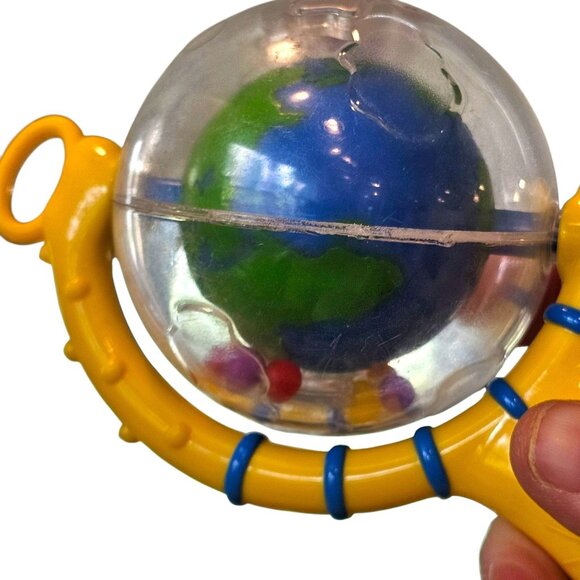 Baby Einstein Earth Rotating Rattle  Spins Rare Hard To Find Flying Airplanes - Picture 6 of 8